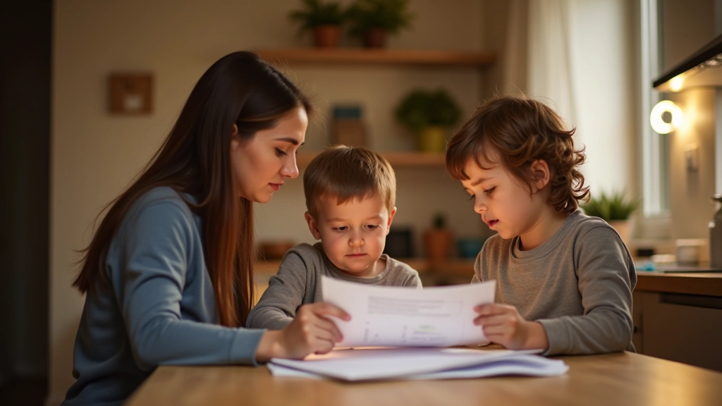 Familie plant ihre Finanzen zusammen